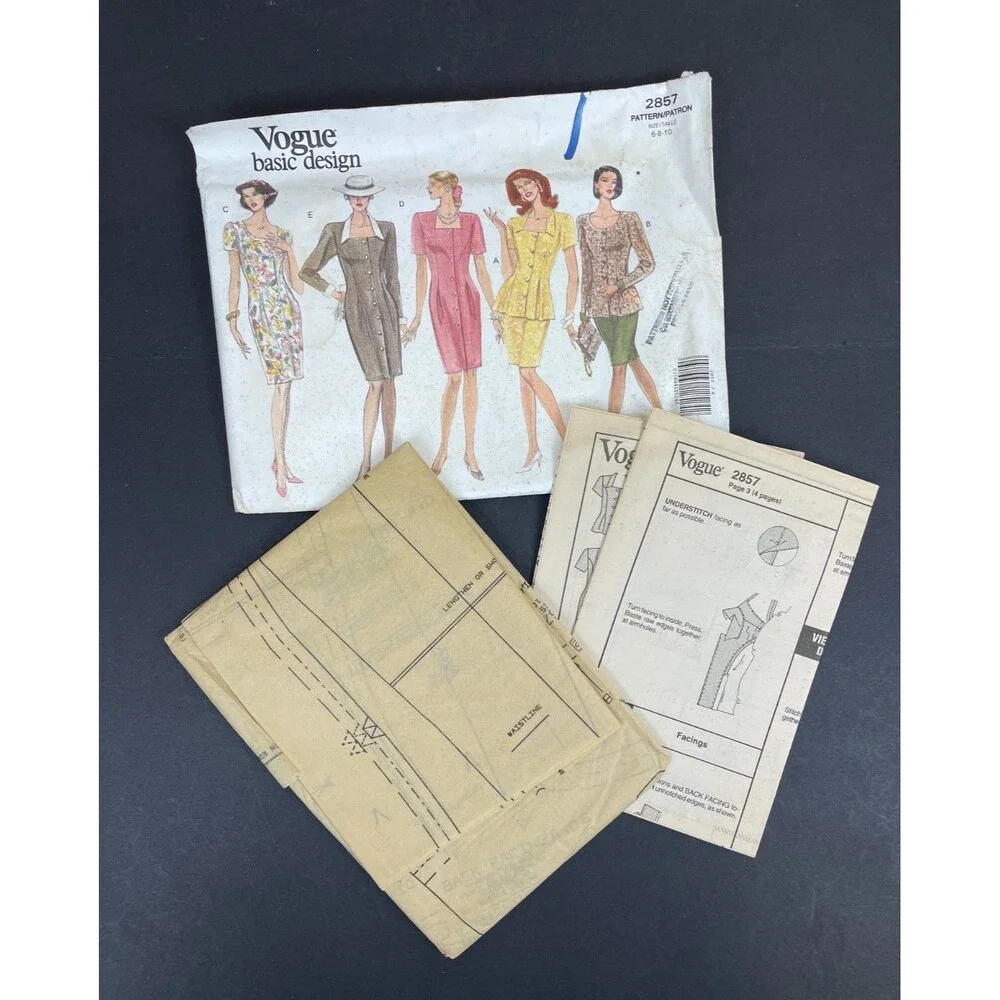 Vogue Basic Design Pattern 2857 Misses Dress Top & Skirt/Size 6-8-10 UNCUT